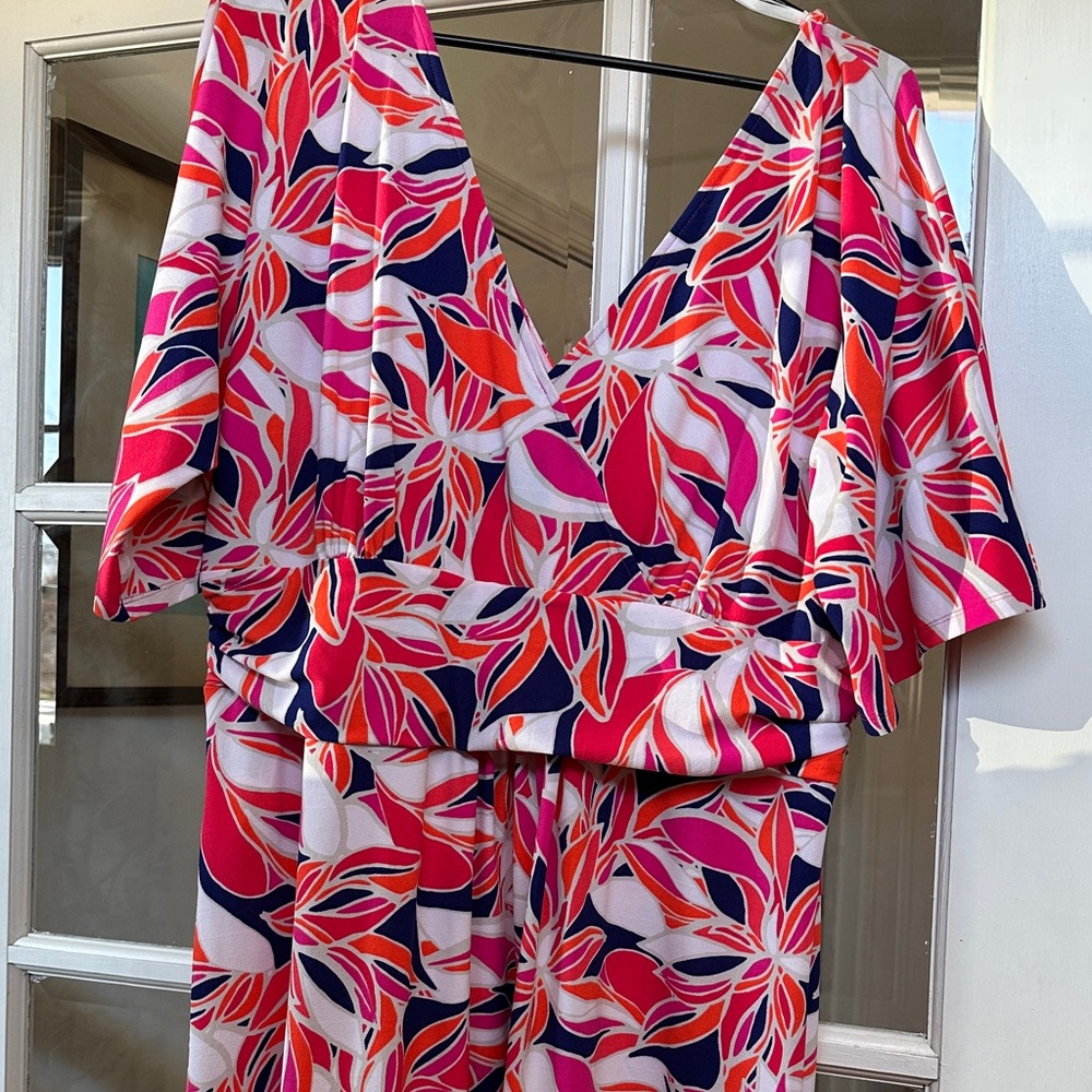 Vibrant Floral V-Neck Dress